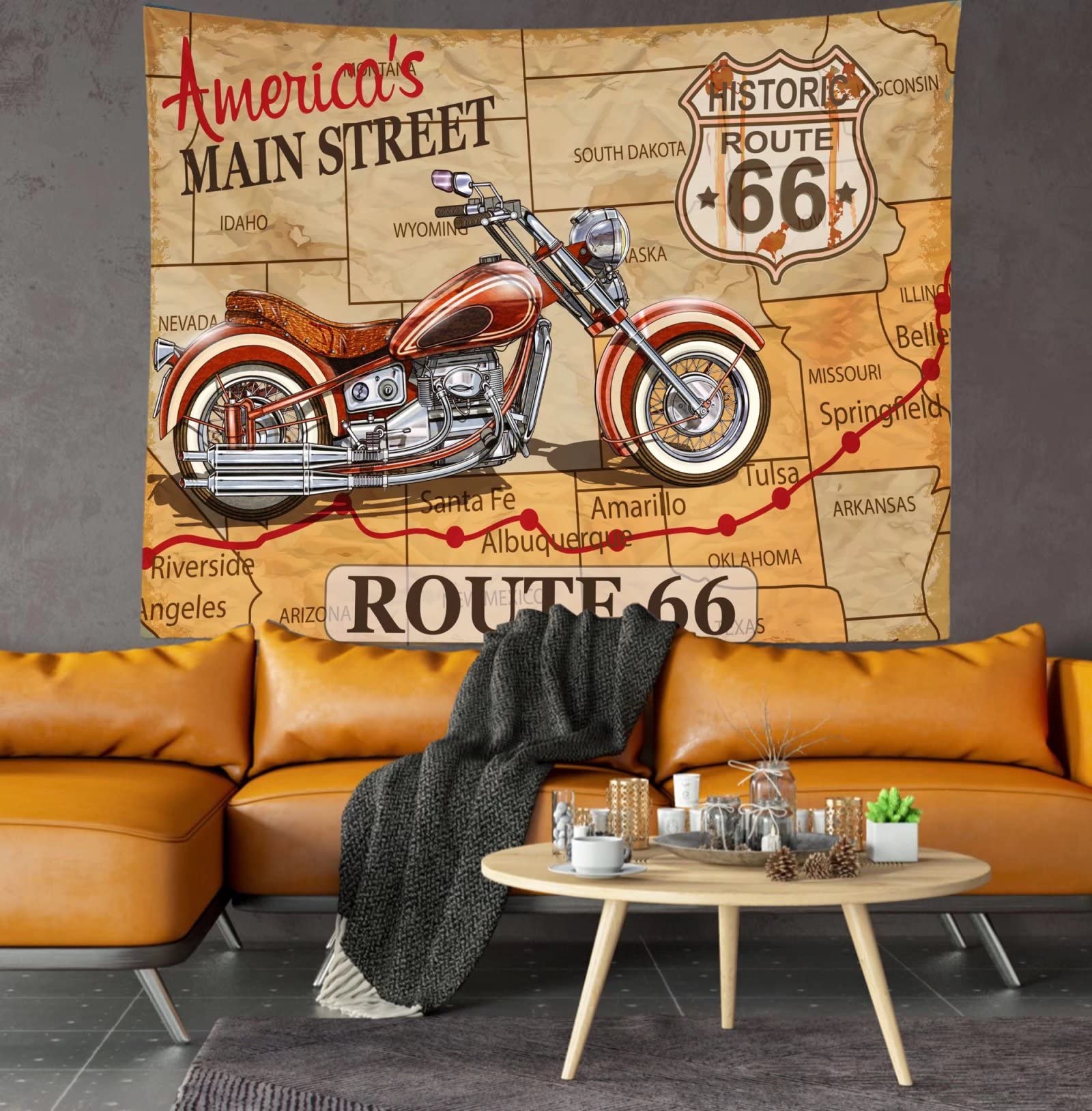 Loccor 9x6ft Harley Davidson Retro Motorcycle Tapestry Wall